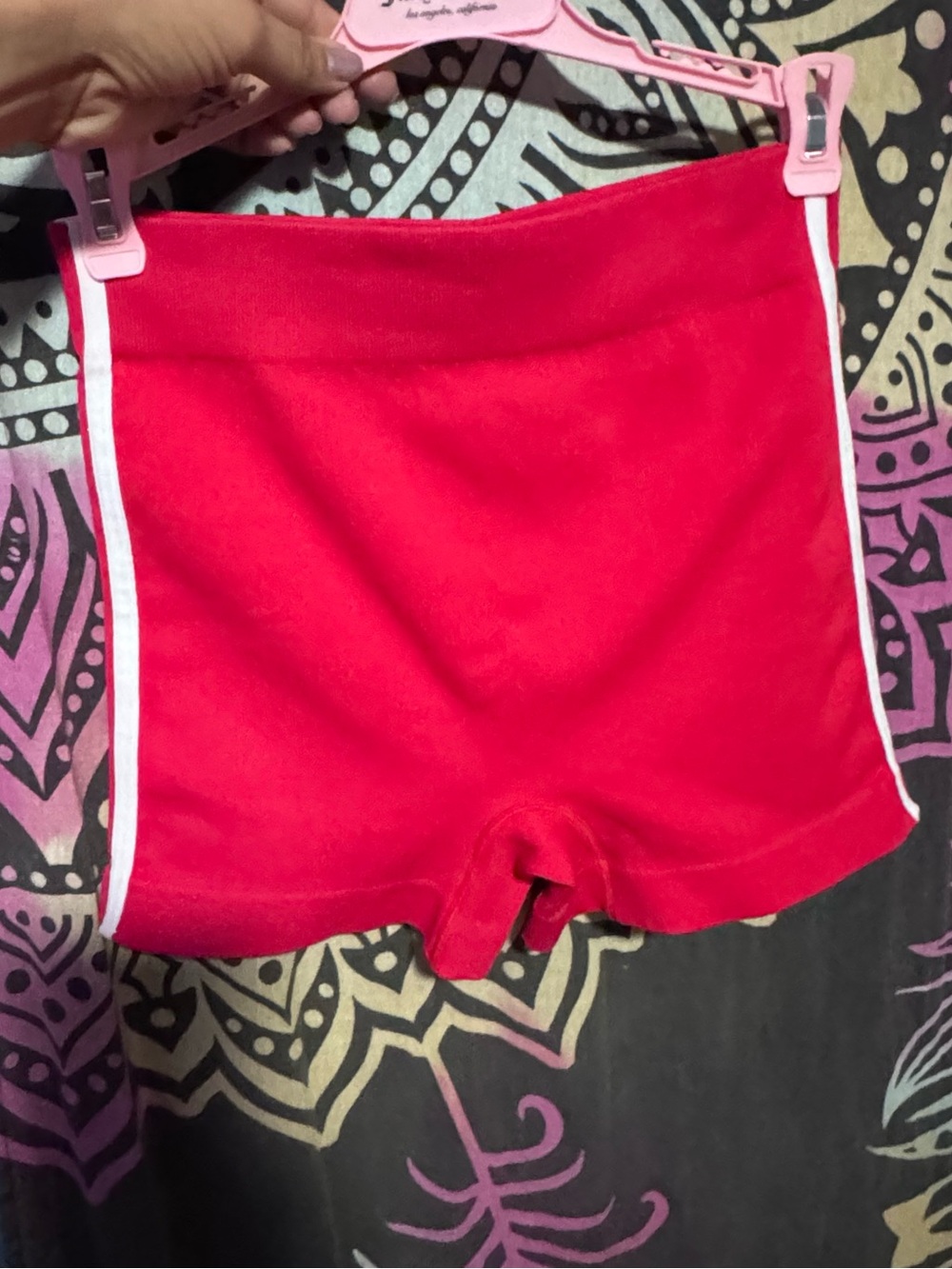 Red Athletic Style Shorts with White Side Piping